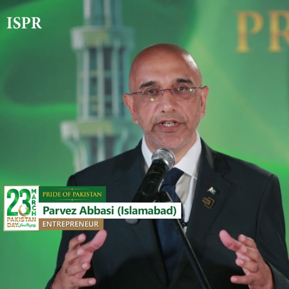 Parvez Abbasi speaking at the Pride of Pakistan event in Islamabad